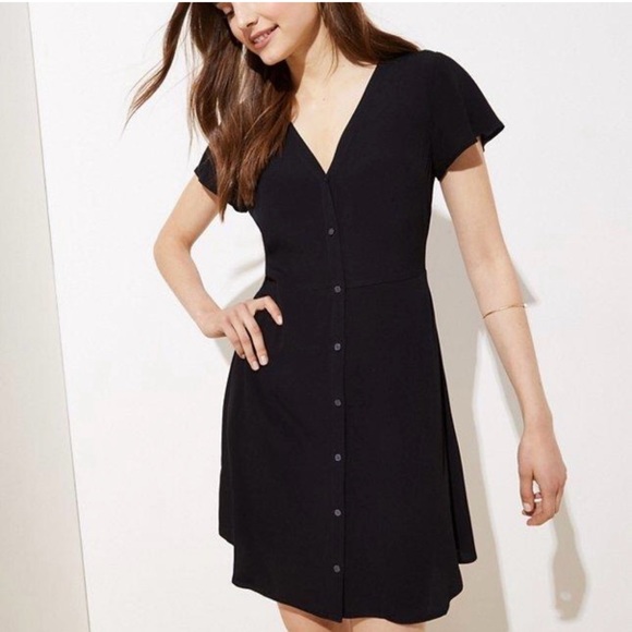 LOFT Dresses & Skirts - LOFT black a-line button dress